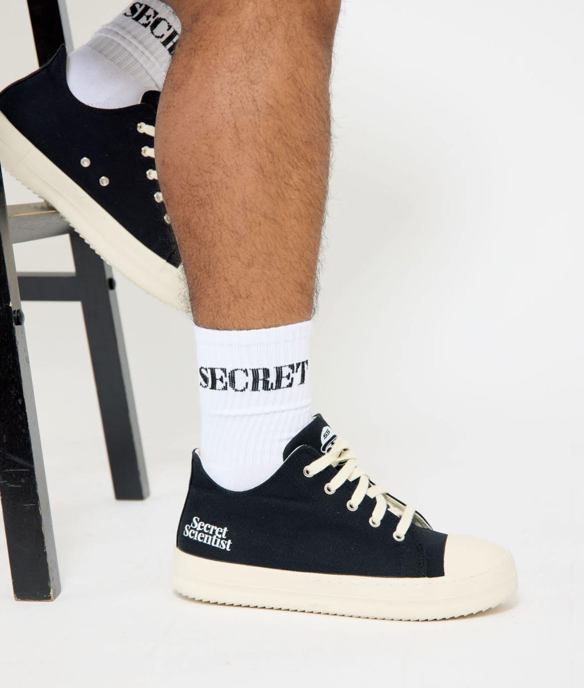 Staple Script Secret Socks - White