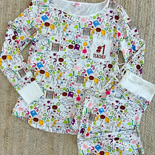 #1 Teacher Pajama Set