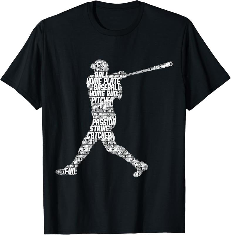 100% Cotton Baseball Player Batter Youth Boys Men T-Shirt