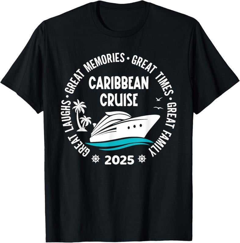 100% Cotton Caribbean Cruise 2025 Vacation Trip Matching Family Group T-Shirt