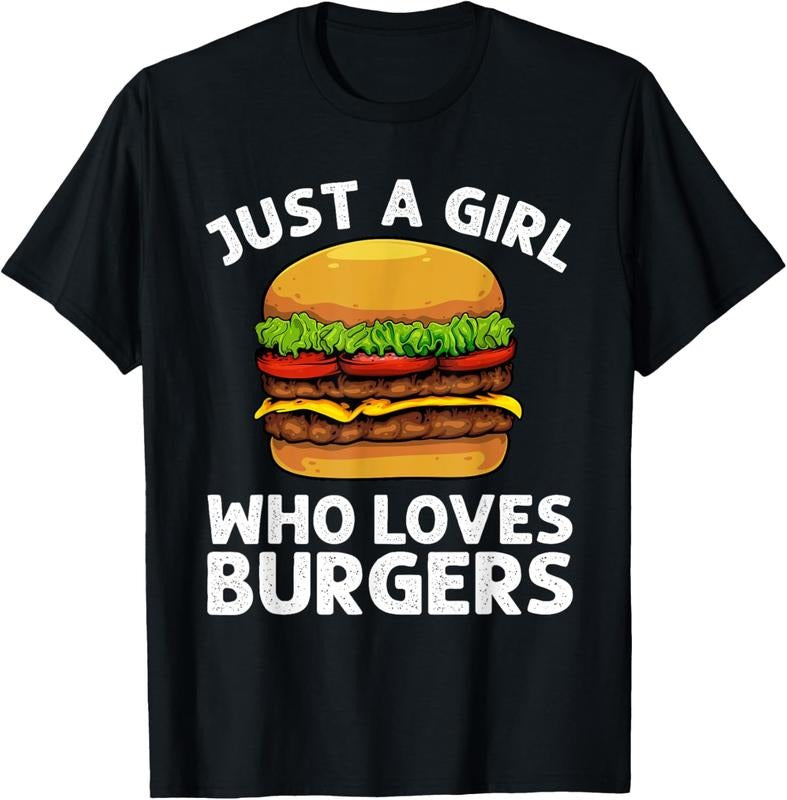 100% Cotton Cool Burger Art For Girls Women Hamburger Cheeseburger Lover T-Shirt