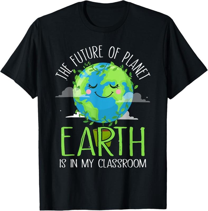 100% Cotton Earth Day Teachers 2025 Funny Classroom T-Shirt