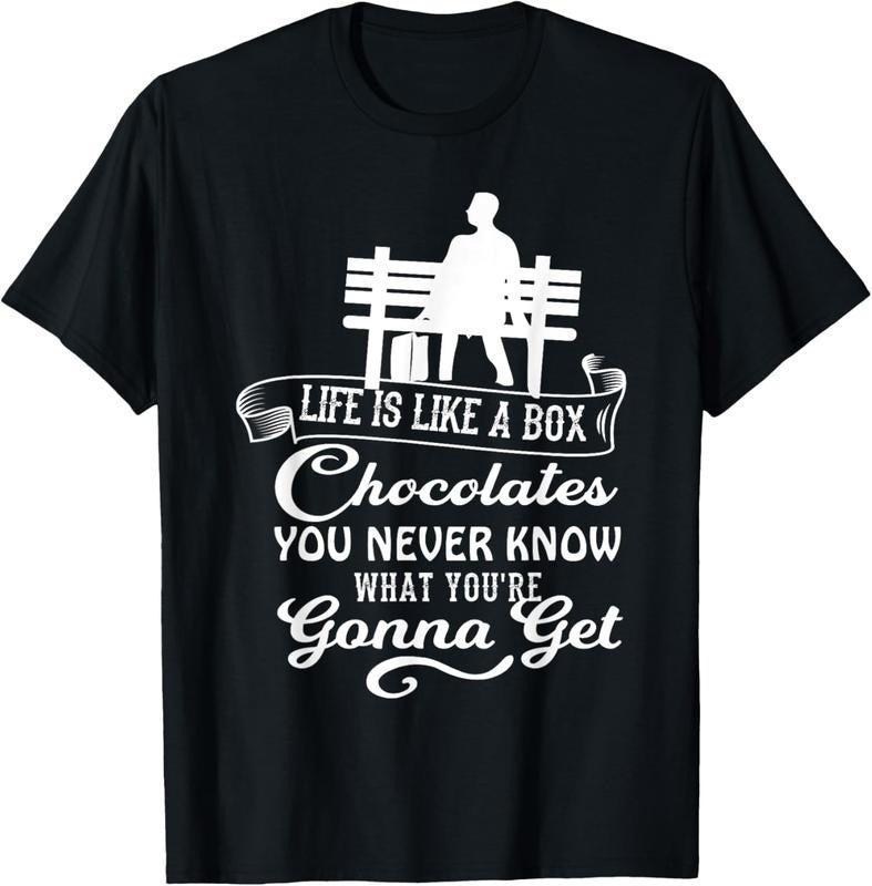 100% Cotton Funny Chocolate Day Tshirt Life Is Like A Box Of Chocolates T-Shirt