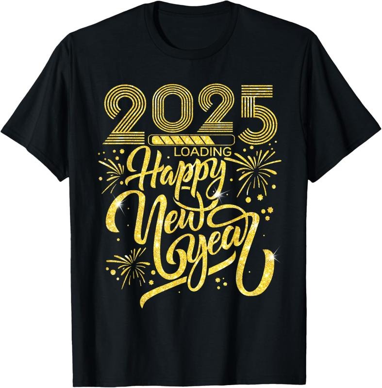 100% Cotton Happy New Year 2025 Loading Fireworks T-Shirt