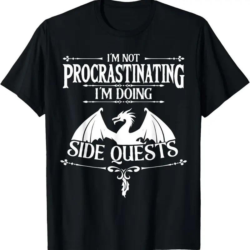 100% Cotton I'm Not Procrastinating I'm doing Side Quests RPG Gamers T-Shirt