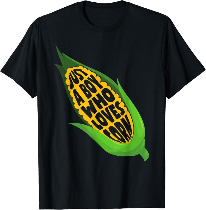100% Cotton Just A Boy Who Loves Corn Farming Corn Crop T-Shirt
