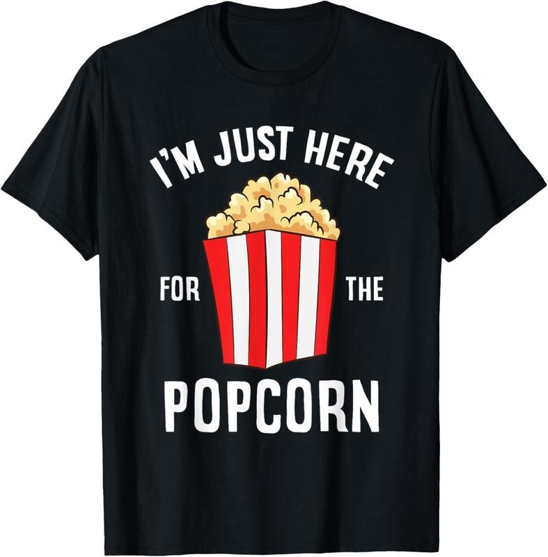 100% Cotton Just Here For The Popcorn Cinema Watching Movies Popcorn T-Shirt