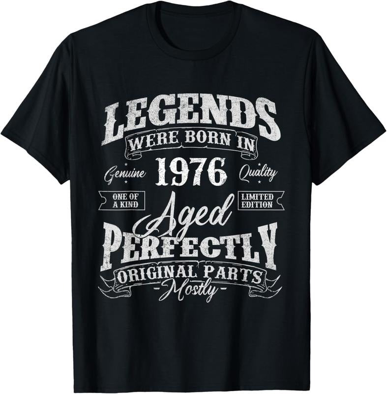 100% Cotton Legends Were Born In 1976 Year Of Birth Birthday T-Shirt