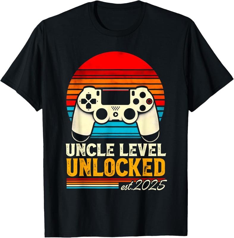 100% Cotton Leveled Up To Uncle 2025 Promoted To Uncle Level Unlocked T-Shirt
