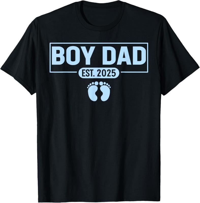 100% Cotton Men boy Dad Est 2025 Newborn Daddy Father boy son T-Shirt