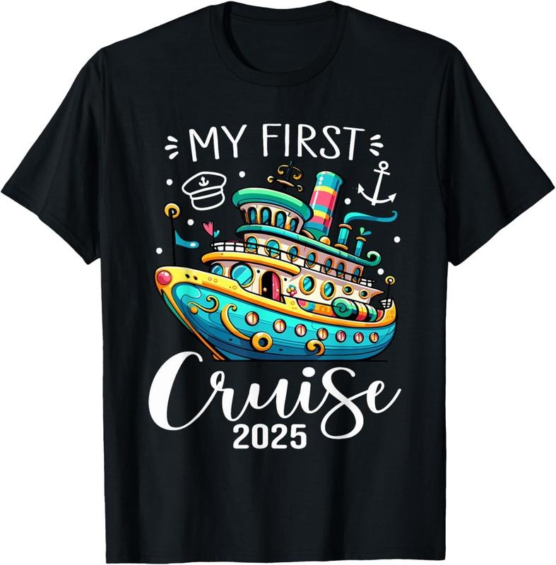 100% Cotton My First Cruise 2025 Cute Family Vacation Cruising T-Shirt