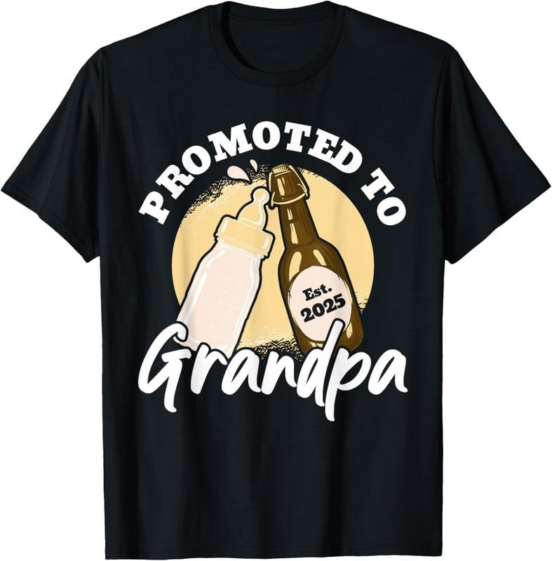 100% Cotton Promoted To Grandpa 2025 T-Shirt