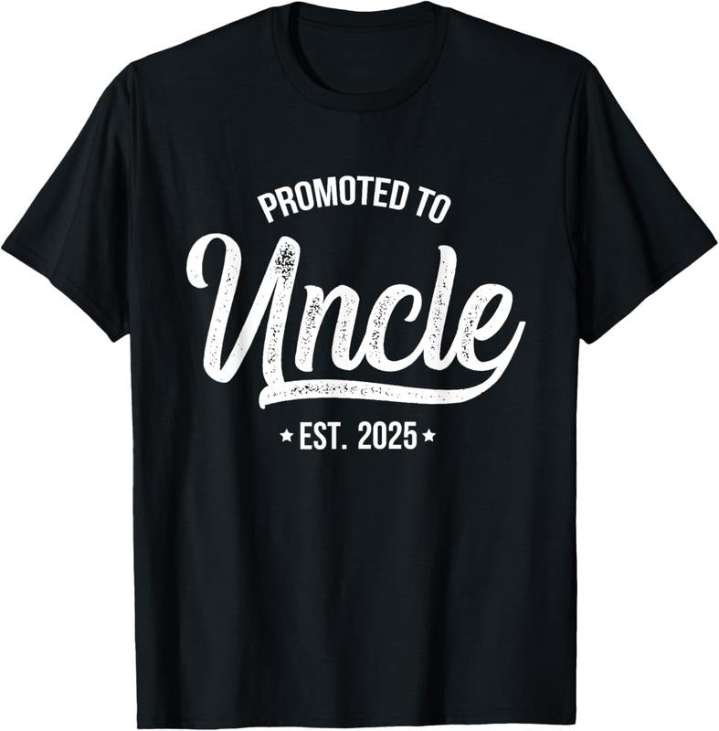 100% Cotton Promoted To Uncle 2025 New Uncle Announcement Uncle Est 2025 T-Shirt