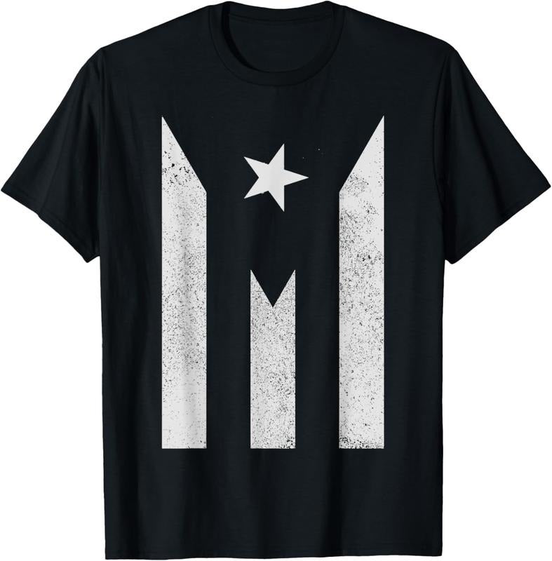 100% Cotton Puerto Rico Flag Black Gift T-Shirt