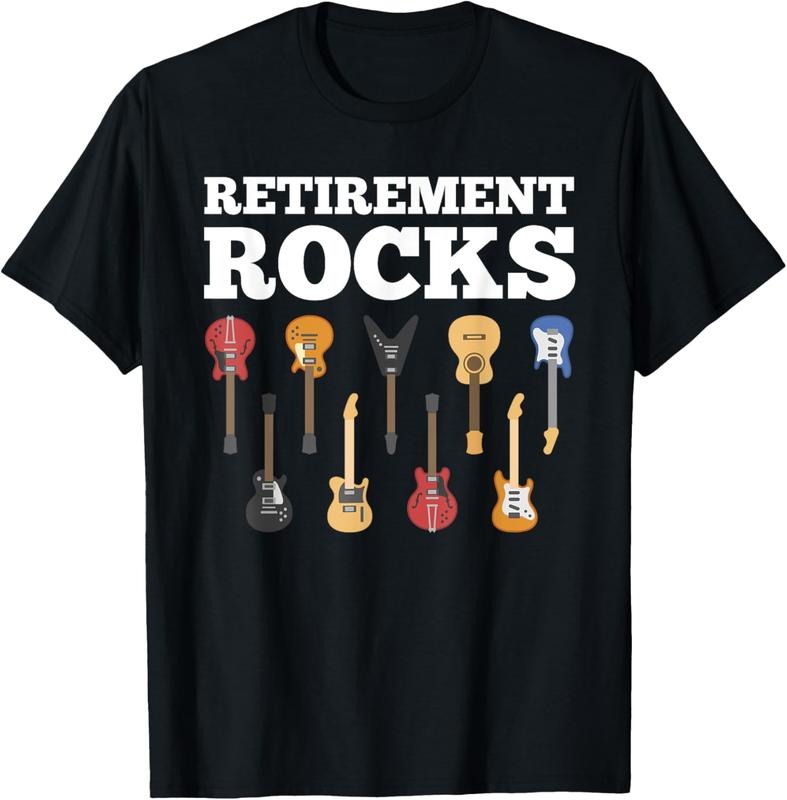 100% Cotton Retirement Rocks Guitar Player Funny Guitarist Humor Outfit T-Shirt