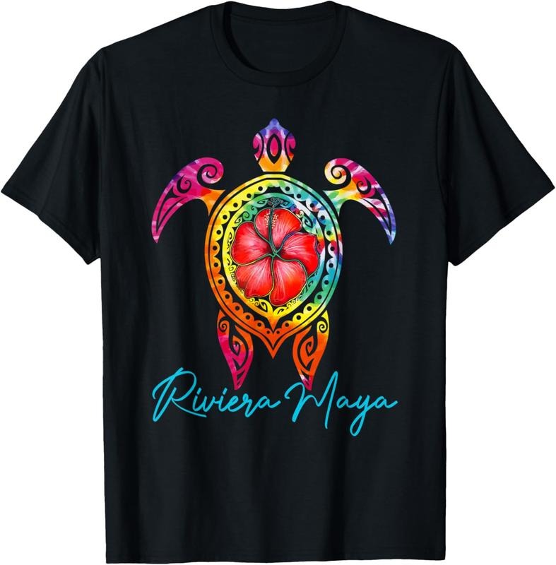 100% Cotton Riviera Maya Mexico Tie Dye Sea Turtle Family Vacation 2025 T-Shirt