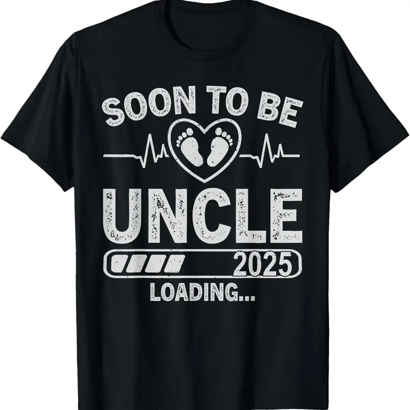 100% Cotton Soon to Be Uncle 2025 Loading Funny Pregnancy Announcement T-Shirt