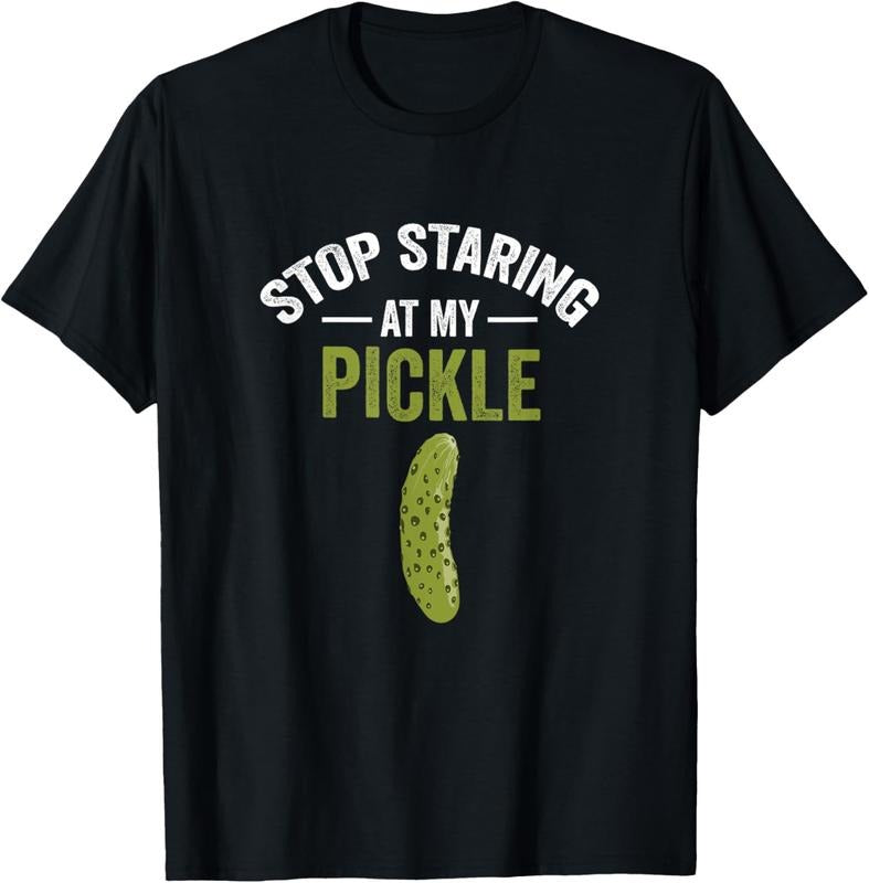 100% Cotton Stop Staring At My Pickle Halloween Pickle Costume Adult T-Shirt