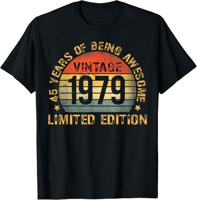 100% Cotton Turning 45 Birthday Decorations Men 45th BDay 1979 Birthday T-Shirt