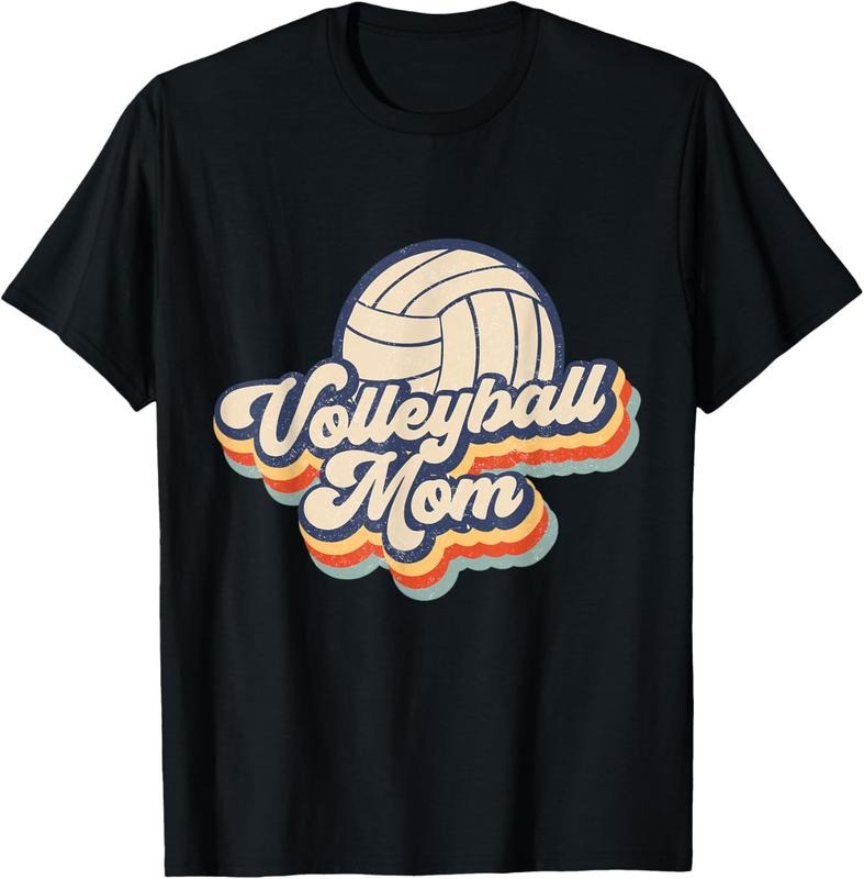 100% Cotton Volleyball Mom Mama Mothers Day Vintage Retro Funny Women T-Shirt