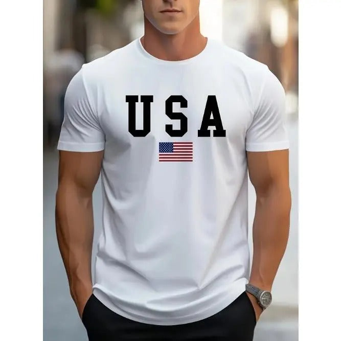 100% Pure Cotton Short Sleeved T-Shirt - Men's Fashionable Round Neck Half Sleeved Drop Shoulder Bottom Shirt for Summer Couples, Sports and Casual Fit, Trendy Clothes with Versatile Style for Men and Women Made in USA