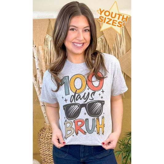 100 Days Brighter Bruh School Graphic T-Shirt