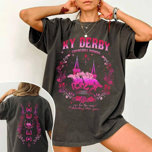 150th Kentucky Derby Churchill Downs 2024 Comfort Color Shirt, KY Derby Celebrating 150 Years Tee, Women Horse Derby Racing, Flower Kentucky Racing Weekend