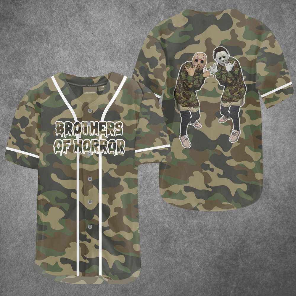 Show Your Style with Brothers of Horror Camo Baseball Jersey - Limited Edition - Aopprinter T-Shirts, Hoodie,... (Image 2)