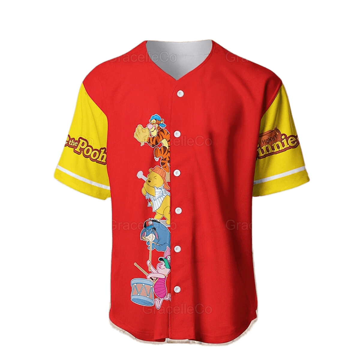 Winnie The Pooh Jersey Disney Winnie The Pooh And Friends Playing Sport Red Jersey Shirt Winnie The Pooh Baseball Jersey Disney Baseball Jersey - Bafud
