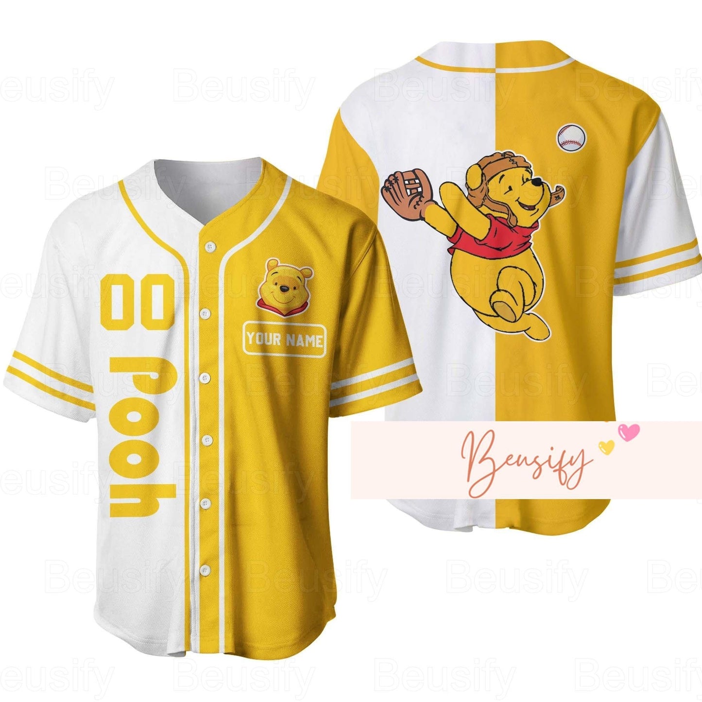 Pooh Jersey Shirt, Custom Pooh Baseball Shirt, Winnie The Pooh Jersey, Pooh Bear Baseball Shirt, Jersey Men, Gift For Him - Bafud