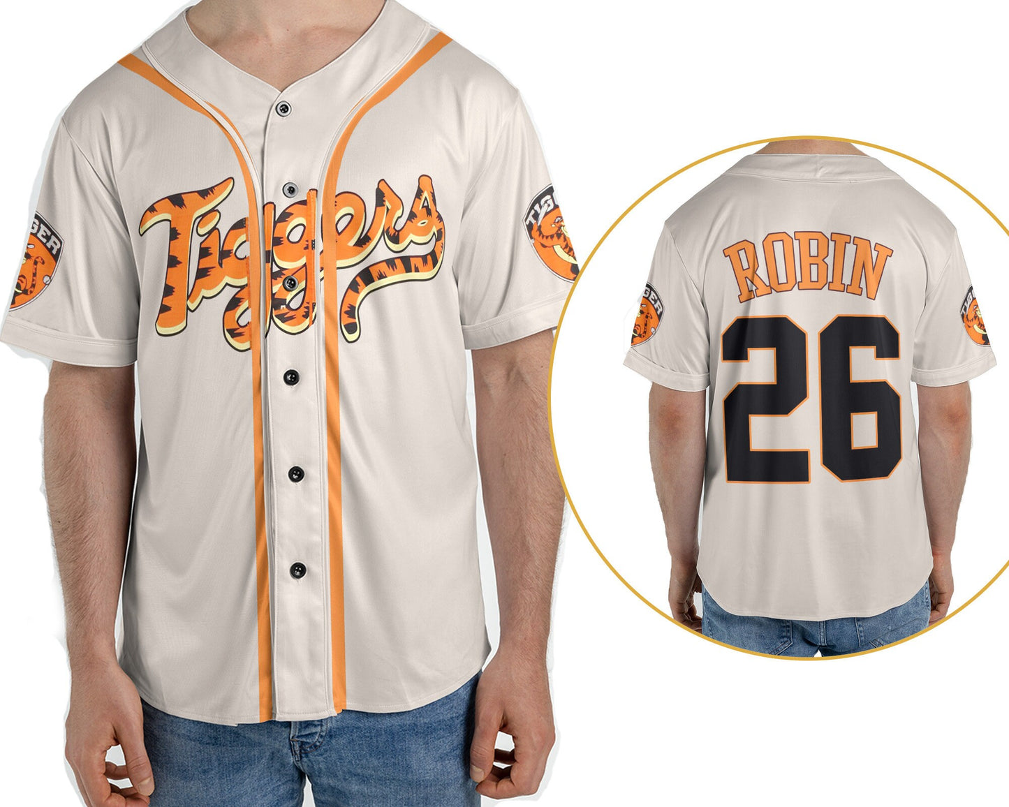 Tiggers Robin 26 Winnie The Pooh 2 Sided Baseball Jersey Shirt, Disney Baseball Sport Outfits, Walt Disney World Disneyland Trip Birthday - Bafud