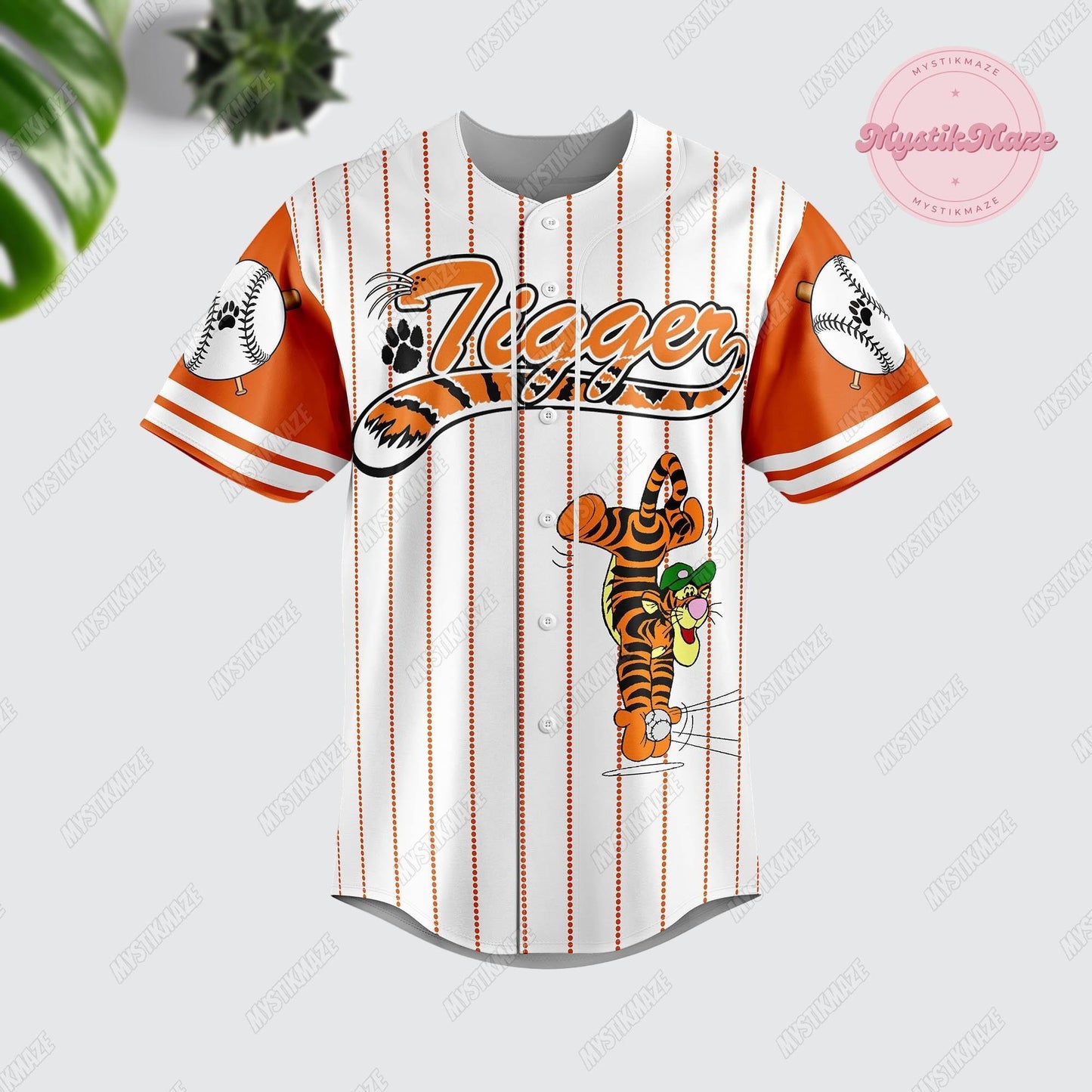 Personalized Tigger Jersey, Winnie The Pooh Jersey Shirt, Custom Tigger Baseball Jersey, Tigger Athletic Jersey, Tigger Jersey Women - Bafud