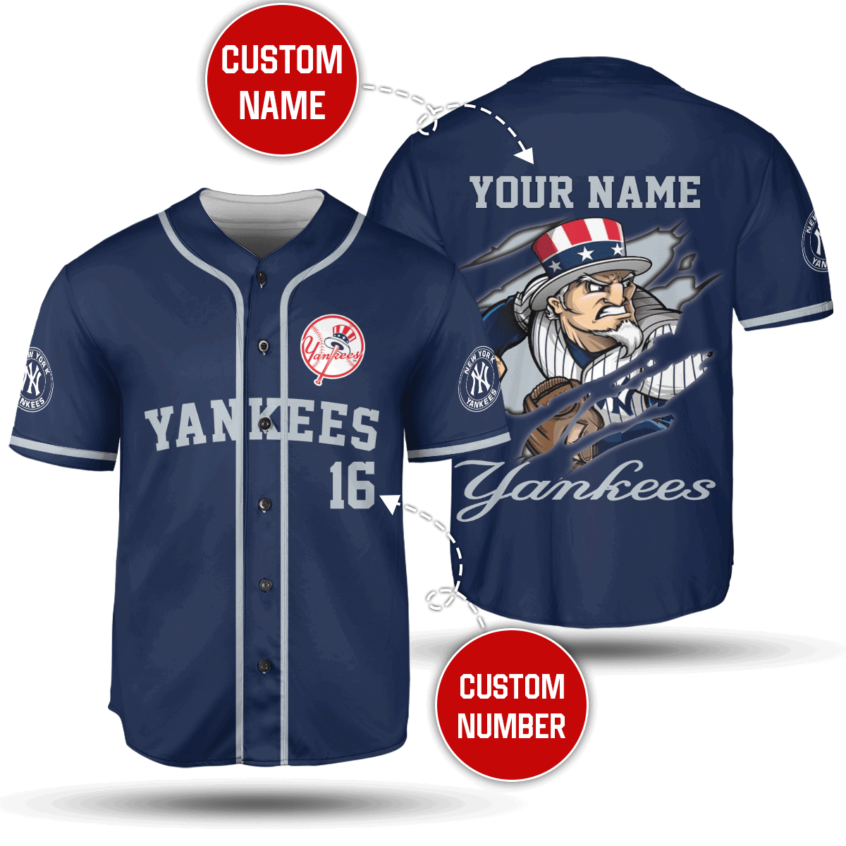 Personalized MLB New York Yankees Jersey V7 - Custom Name & Number Unisex Shirt - lylyprint.com