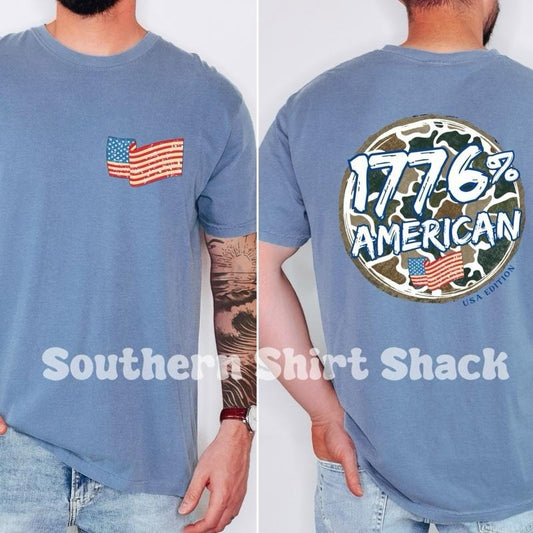 1776 % American Old Camo T shirt  | 4th of July T shirt | Blue Jean comfort colors T shirt top | comfort colors shirt