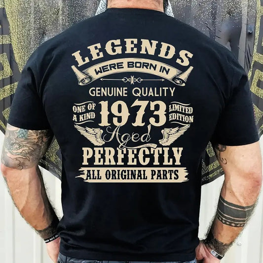 1973 Vintage Birthday Gift Shirt for Men - Legends Were Born in '73 - Dad's 51th Birthday Gift Cotton Fabric
