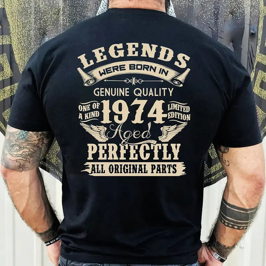 1974 Vintage Birthday Gift Shirt for Men - Legends Were Born in '74 - Dad's 50th Birthday Gift Cotton Fabric