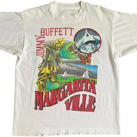 1995 Jimmy Buffet Margaritaville Tour T-shirt, Vintage 90s style top clothing, Unisex graphic Streetwear shirts