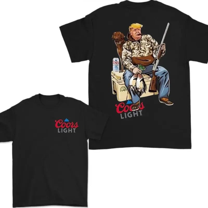 2 Side Hunter Trump With Coors Light Beer 2 Siders TT-Shirt, Coors Light T-Shirt, Trump and Your Hunt Dog, Hunting Season, Hoodie for Men, for Women