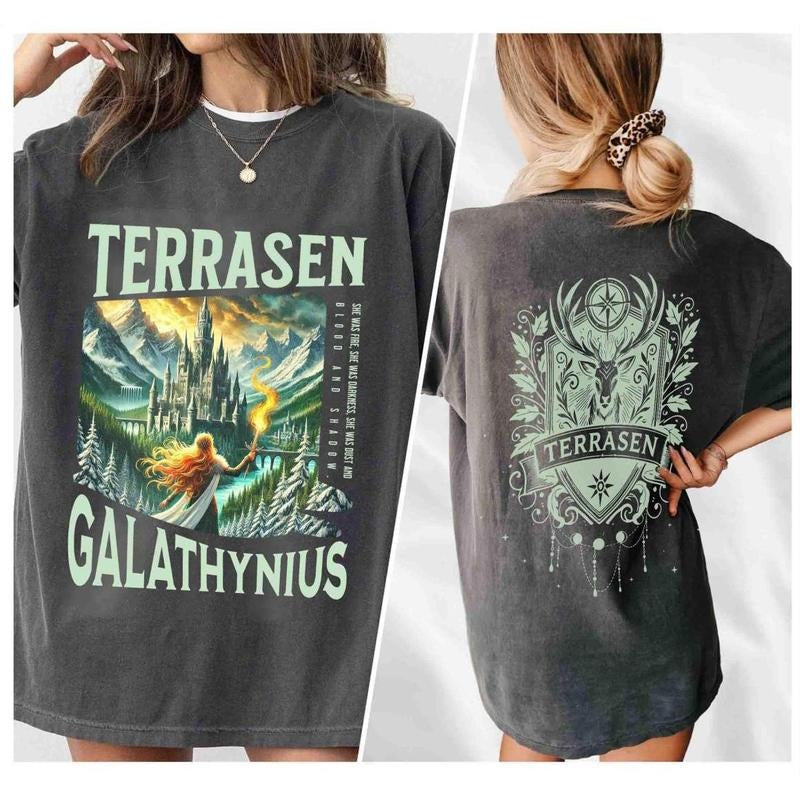 2 Sided, Terrasen shirt, TOG Gift, Throne of Glass, Book Lover Gift Idea, Bookish Gift, Aelin Galathynius, Gift For Him, Gift For