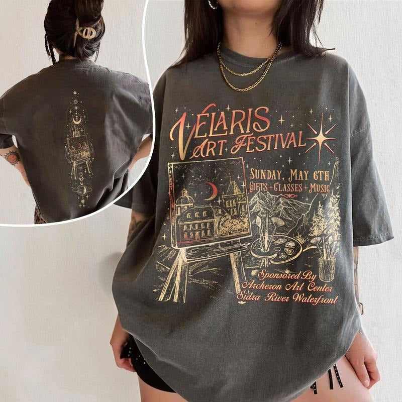 2 Slide Design, ACOTAR Night Court Fan T-Shirt, Velaris Art Festival Shirts, SJM Merch, To The Stars Who Listen, Gift For Book Lover