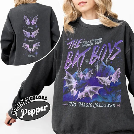 2 Slide Design, ACOTAR The Bat Boys Sweatshirt, Wings And Weapons World Tour Shirt, Rhysand Cassian Azriel Fan Hoodie, Night Court Book Merch