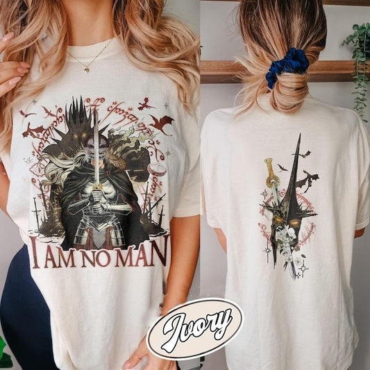 2 Slide Design, I Am No Man Comfort Color Shirt, Fantasy Dragon Bookish Shirt, Fantasy Merch Comfort Colors Shirt, Fantasy Book Lover Shirt, Book Gift