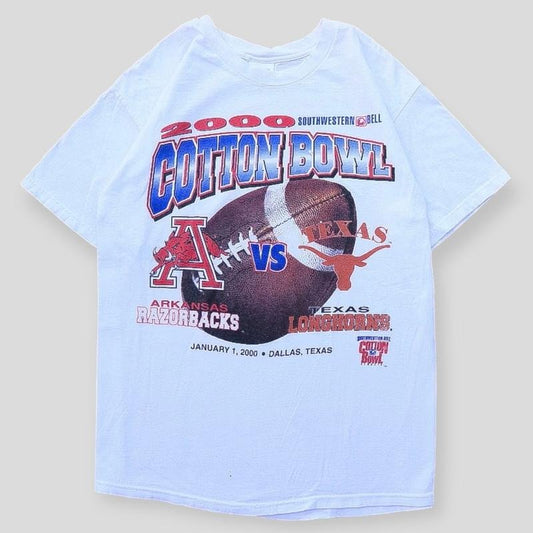 2000 VTG Arkansas VS Texas Cotton Bowl Classic Embroidered Top - Stretch Fabric, Suitable for Men's Wear, Sport and Sweatshirt