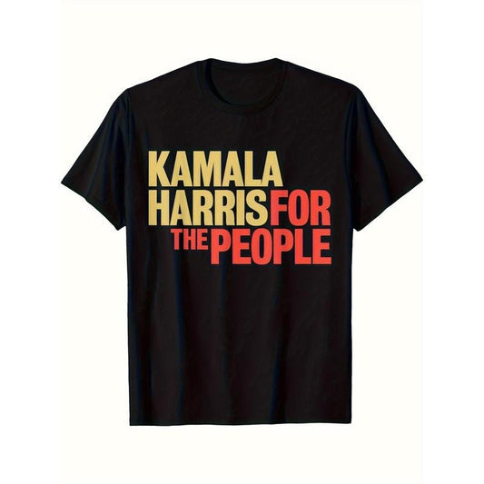 2024 U.S. Presidential Election Printed T-shirt Comfortable Breathable, Soft, Casual Short Sleeve, Daily Wear, All Season, Black Men Made in USA