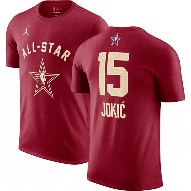 2024 All-Star #15 Nikola Jokic Crimson T-Shirt Style 1