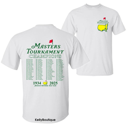 2025 Masters Tournament Augusta National Golf Club 91 Years (1934-2025) Champions Updated Rory McIlroy Unisex Cotton T-shirt for Men for Women