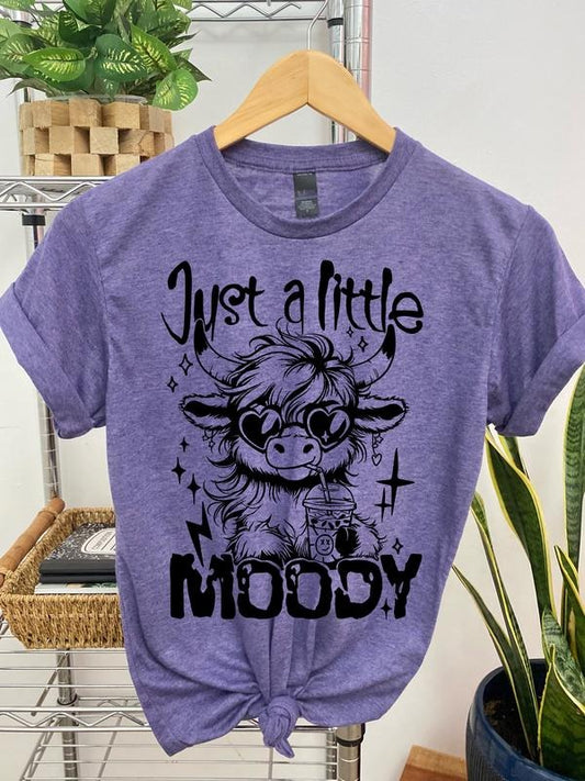 #223 - Just a Little Moody, Cute Baby Highland Cow -  - Print Unisex Crew neck Tee T-shirt