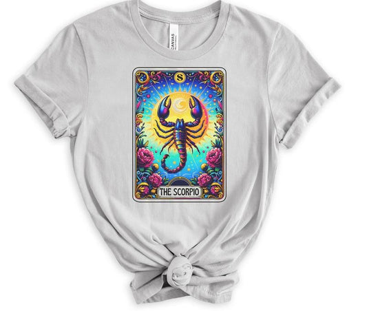 # 328 - Zodiac Scorpio Tarot Card Design - Print Unisex Crew neck Tee T-shirt Comfort Fabric