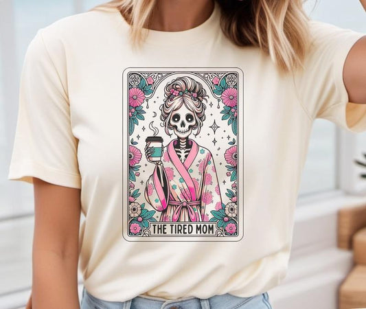 # 332 - The Tired Mom Tarot Card Design - Print Unisex Crew neck Tee T-shirt