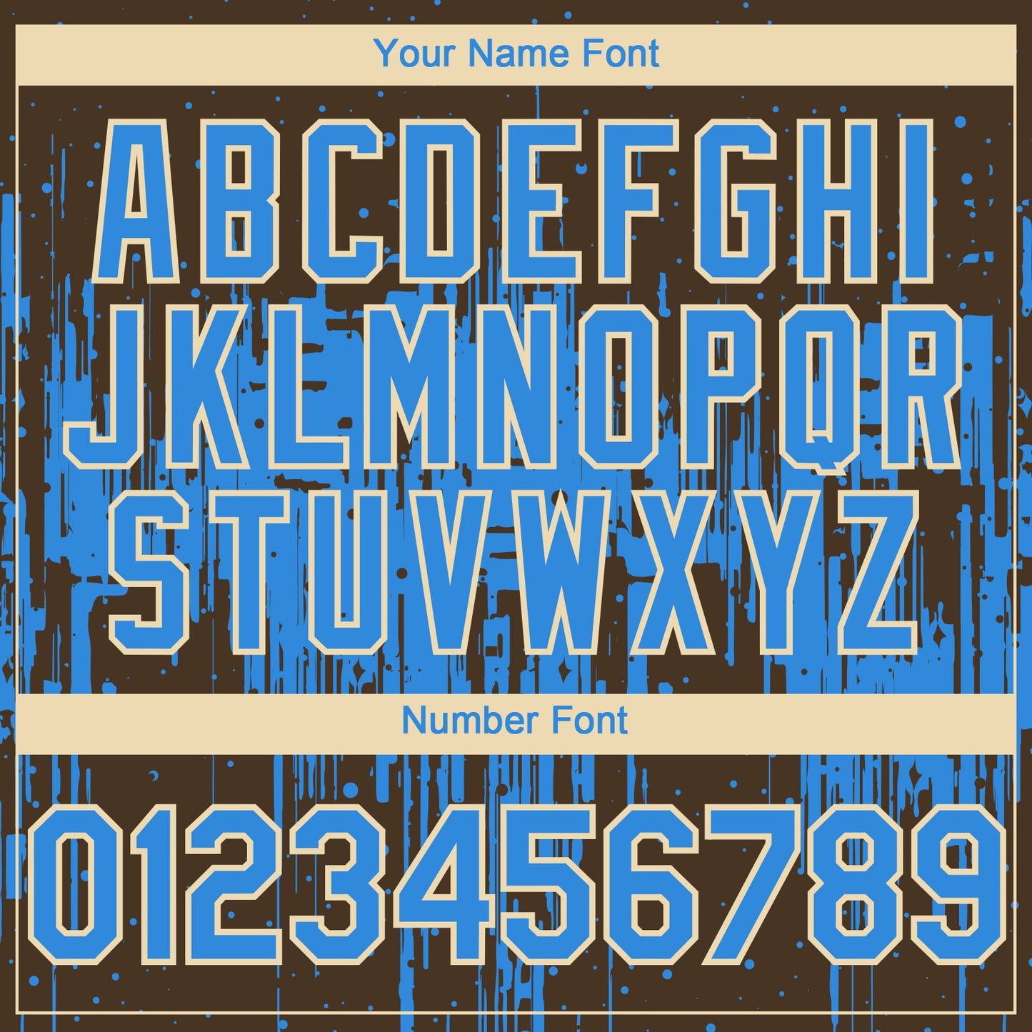 Custom Brown Powder Blue-Cream Dripping Splatter Paint Authentic Baseball Jersey